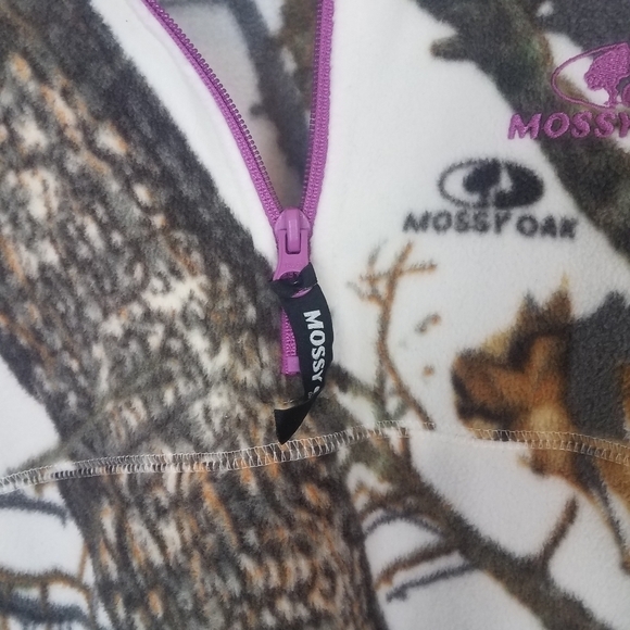 Mossy Oak‎ Size S Camouflauge Pink Trim Womens S Fleece 1/4 Zip Fleece Pullover - Picture 4 of 9
